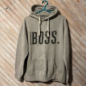 BOSS Supplements Gray Pullover Hoodie Sweatshirt gym workout athletic